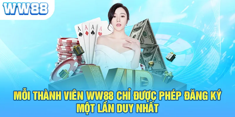 Mỗi thành viên WW88 chỉ được phép đăng ký một lần duy nhất